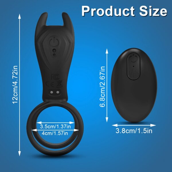 Remote Control Vibrating Penis Ring for Men Couples - Dual Stimulation Silicone Cock Ring