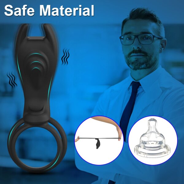 Remote Control Vibrating Penis Ring for Men Couples - Dual Stimulation Silicone Cock Ring
