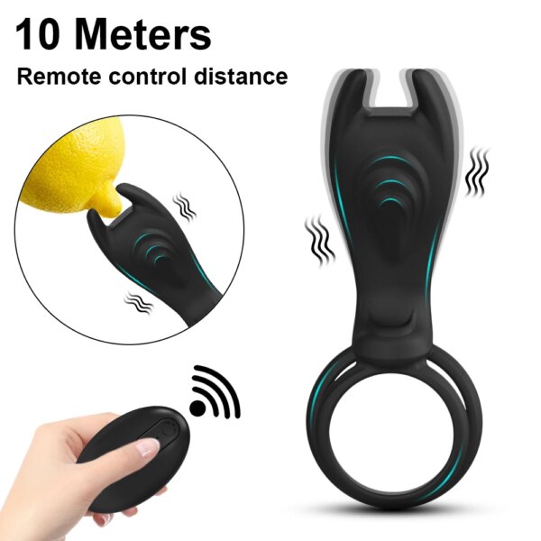 Remote Control Vibrating Penis Ring for Men Couples - Dual Stimulation Silicone Cock Ring