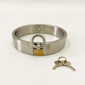 Stainless Steel Lockable Slave Collar and Handcuffs BDSM accessory set