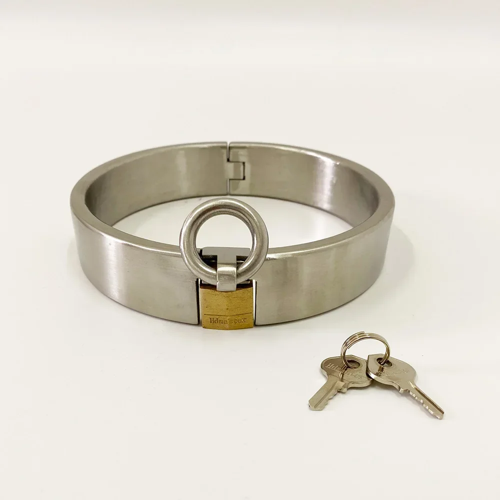 Stainless Steel Lockable Slave Collar and Handcuffs BDSM accessory set