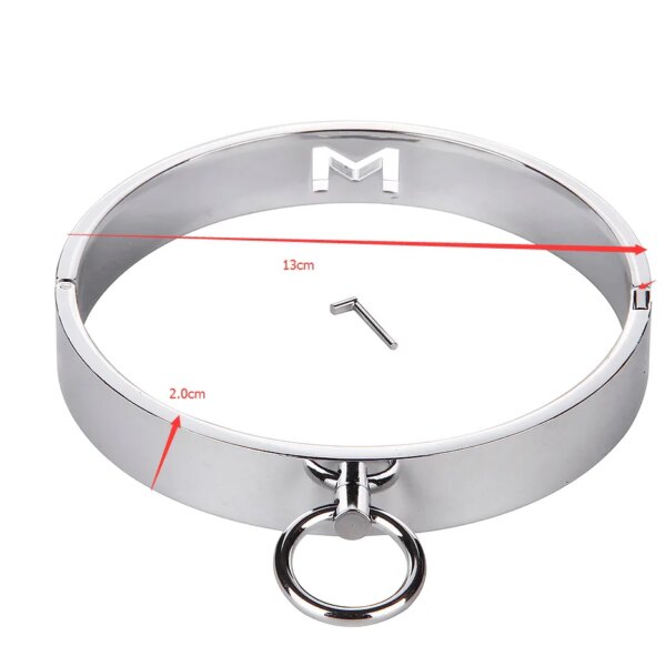 Metal Lockable Neck Collar With Leash – adjustable bondage choker for couples