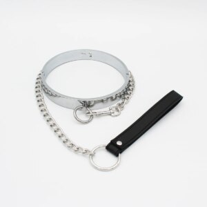 Metal Lockable Neck Collar With Leash – adjustable bondage choker for couples