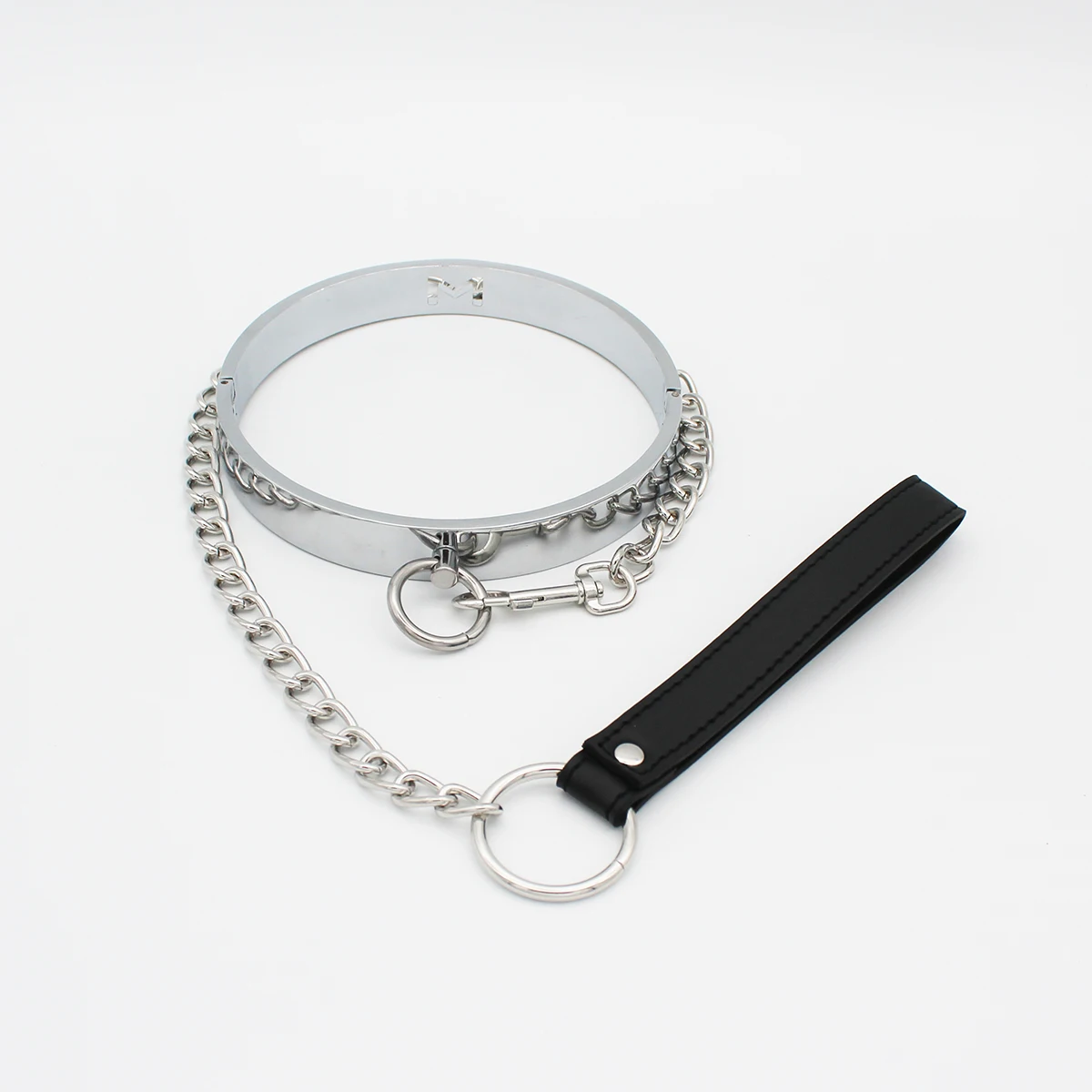 Metal Lockable Neck Collar With Leash – adjustable bondage choker for couples