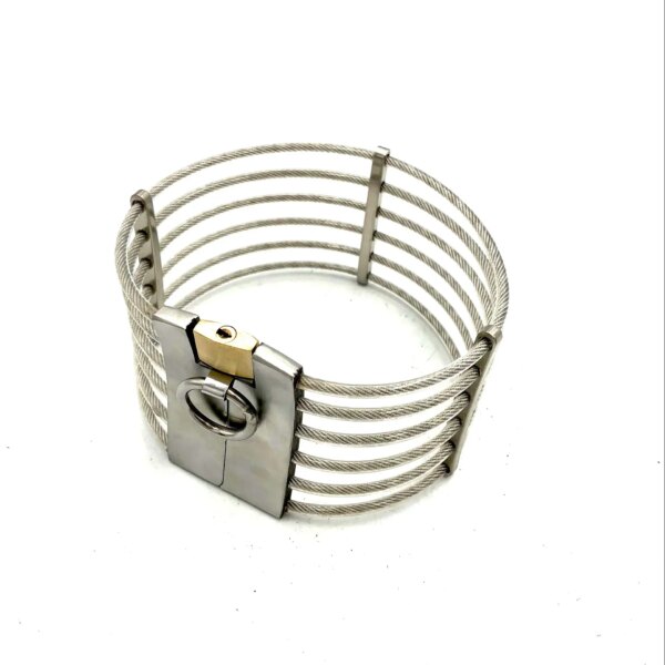 Lockable Stainless Steel Neck Collar Bondage Restraints Wire Choker Posture Slave BDSM Necklace Metal Collar Adult Sex Toys