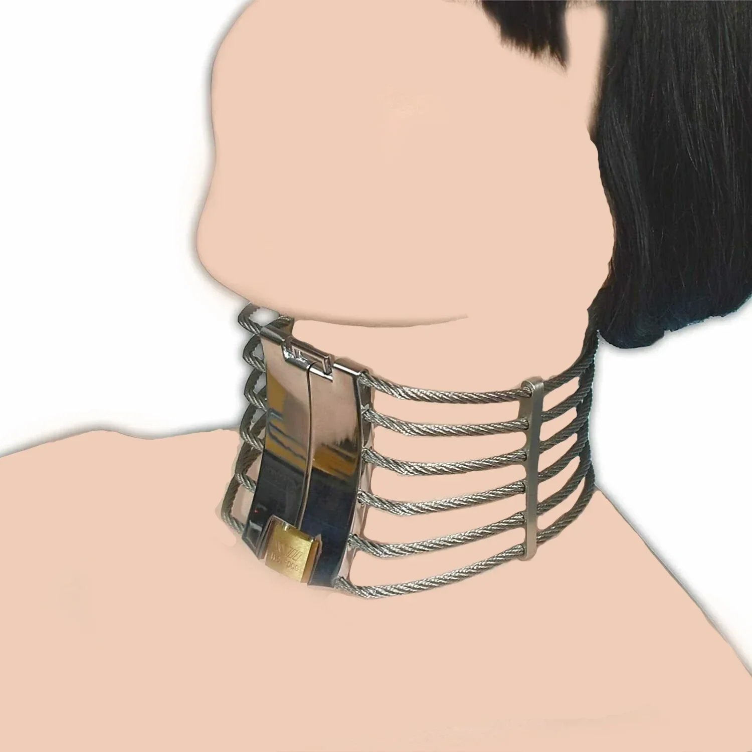 Lockable Stainless Steel Neck Collar Bondage Restraints Wire Choker Posture Slave BDSM Necklace Metal Collar Adult Sex Toys