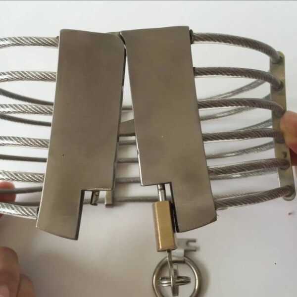 Lockable Stainless Steel Neck Collar Bondage Restraints Wire Choker Posture Slave BDSM Necklace Metal Collar Adult Sex Toys