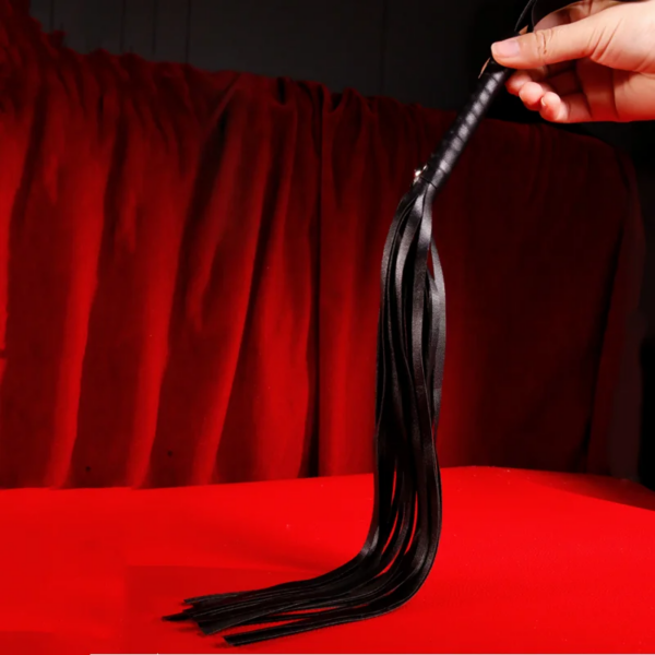 BDSM bed bondage set Red & Black with leather handcuffs, whip, gag, and collar for adults