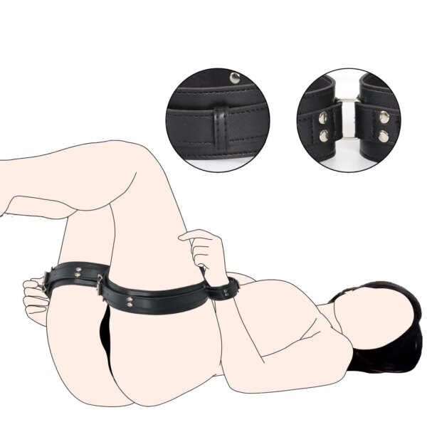 BDSM PU Leather Bondage Gear Sex Handcuff Thigh Restraint Leg Cuffs Set for adult intimacy and erotic play