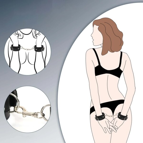 BDSM PU Leather Bondage Gear Sex Handcuff Thigh Restraint Leg Cuffs Set for adult intimacy and erotic play