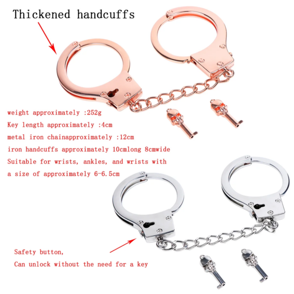 Stainless Steel Handcuffs Adjustable Fetish Restraints for couples – durable alloy cuffs