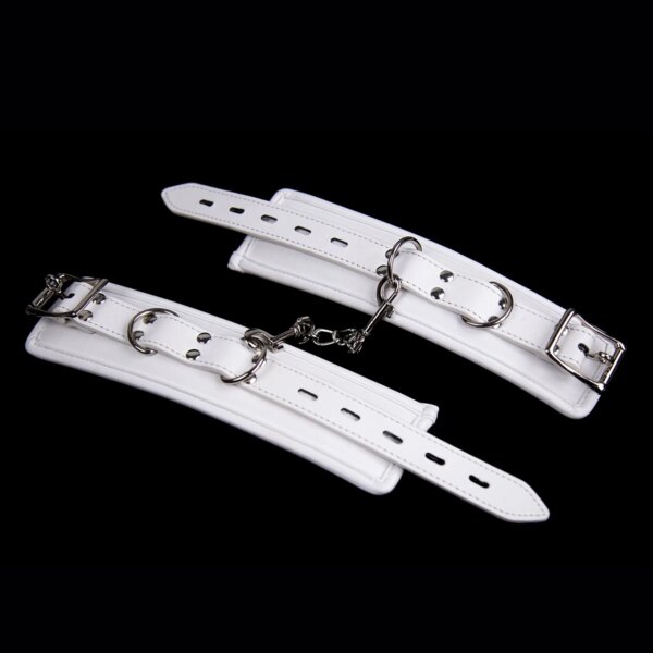 Puppy play Soft and Comfortable Bondage Restraints set with collar, wrist cuffs, and ankle cuffs displayed on a soft surface