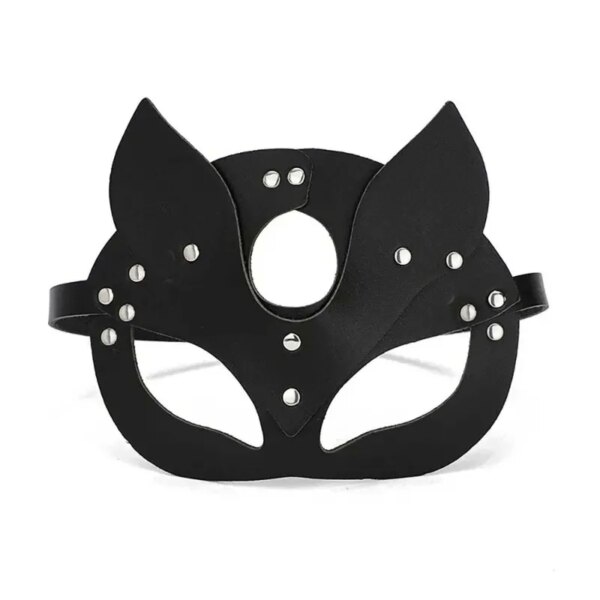 Leather Fox Mask with Rhinestones – Stylish BDSM Tease Accessory