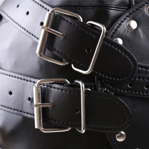 Couple Cosplay PU Leather Mask Hood Face Cover for Halloween and Intimacy.