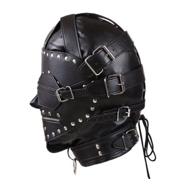 Couple Cosplay PU Leather Mask Hood Face Cover for Halloween and Intimacy.
