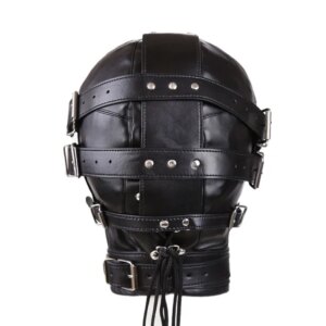 Couple Cosplay PU Leather Mask Hood Face Cover for Halloween and Intimacy.