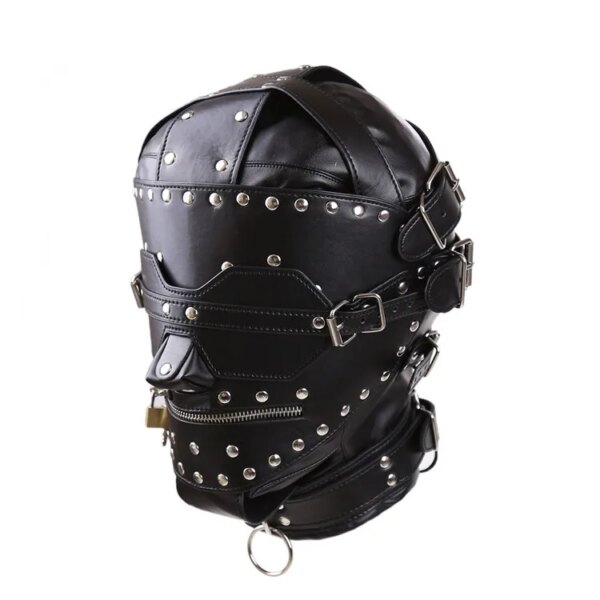 Couple Cosplay PU Leather Mask Hood Face Cover for Halloween and Intimacy.