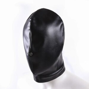 Role Play Mask Adjustable Faux Leather Bondage Mask for Couples Cosplay and Fetish Wear