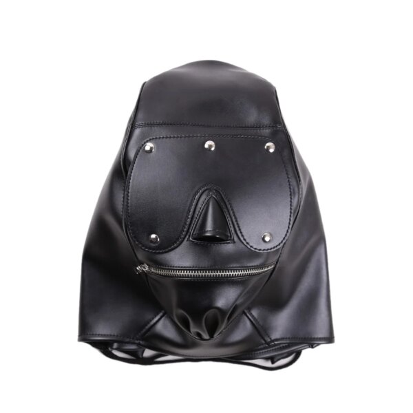 Adjustable PU Leather Fetish Sexy Cosplay Head Hood Mask for Adult Role Play