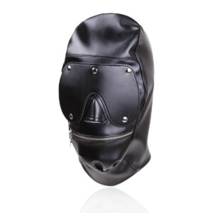 Adjustable PU Leather Fetish Sexy Cosplay Head Hood Mask for Adult Role Play