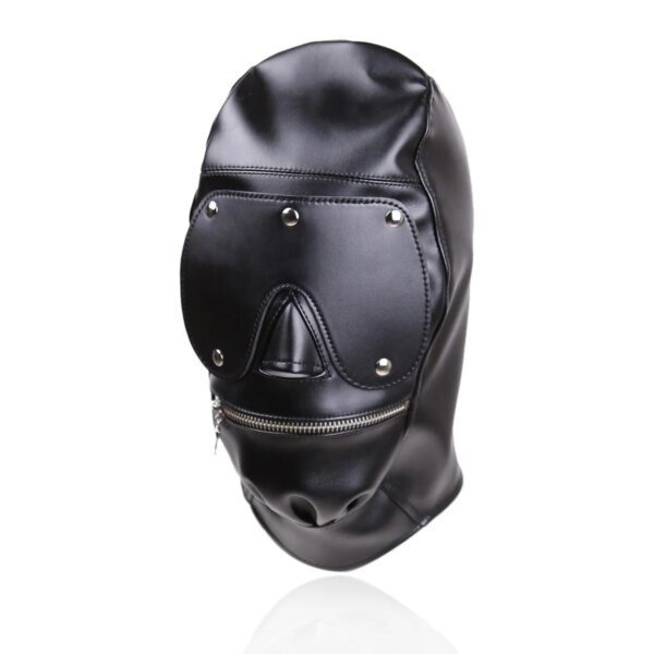 Adjustable PU Leather Fetish Sexy Cosplay Head Hood Mask for Adult Role Play
