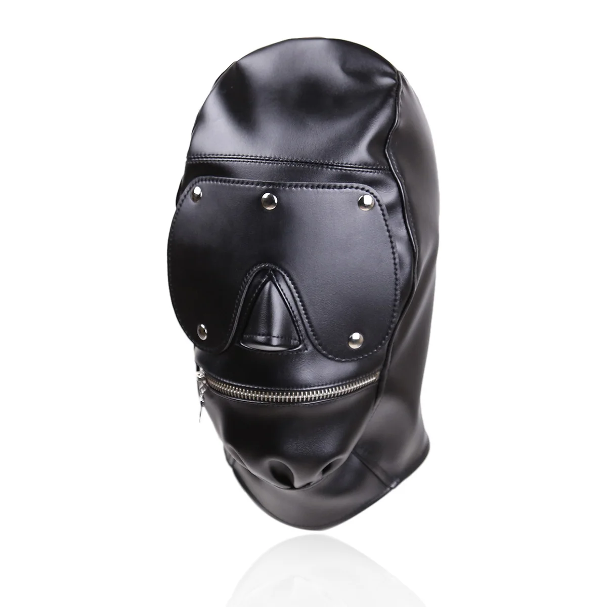 Adjustable PU Leather Fetish Sexy Cosplay Head Hood Mask for Adult Role Play