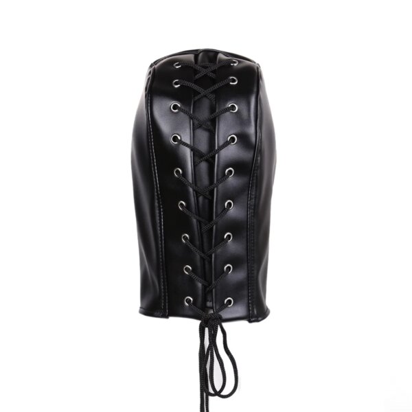 Adjustable PU Leather Fetish Sexy Cosplay Head Hood Mask for Adult Role Play