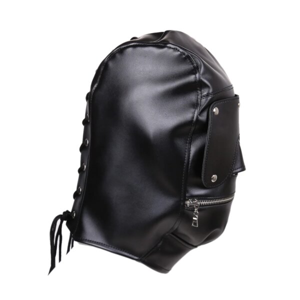 Adjustable PU Leather Fetish Sexy Cosplay Head Hood Mask for Adult Role Play