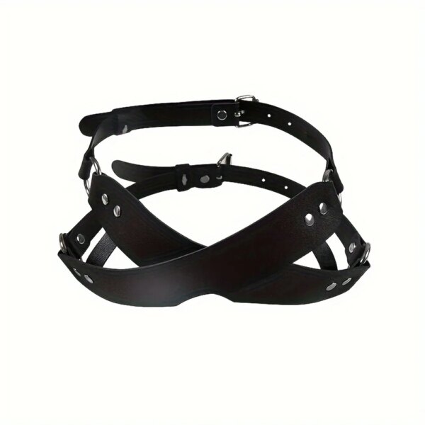 Sexy Bondage Blindfold Mask with Studded Gothic Design for Party, Cosplay, and Intimate Play