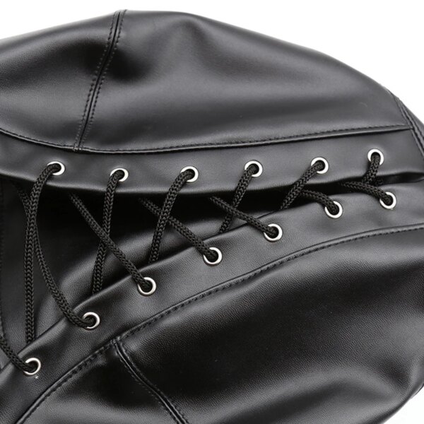 Fetish Bondage Headgear With Mouth Ball Gag – Erotic Leather Hood for Couples