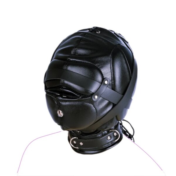 Fetish Full Head Hood PU Leather Sexy Mask for Couples – stylish adult cosplay and role play accessory