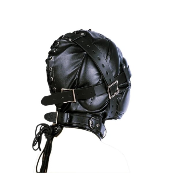 Fetish Full Head Hood PU Leather Sexy Mask for Couples – stylish adult cosplay and role play accessory