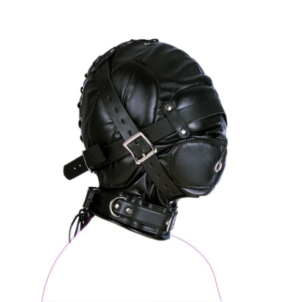 Fetish Full Head Hood PU Leather Sexy Mask for Couples – stylish adult cosplay and role play accessory