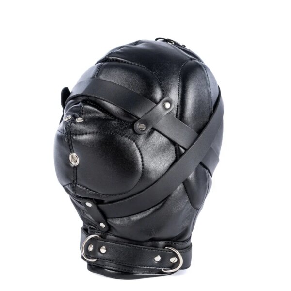 Fetish Full Head Hood PU Leather Sexy Mask for Couples – stylish adult cosplay and role play accessory
