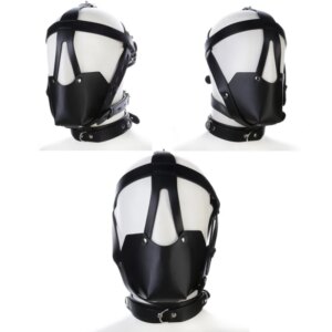 PU Leather Harness Hood hollow out fetish mask for cosplay and Halloween