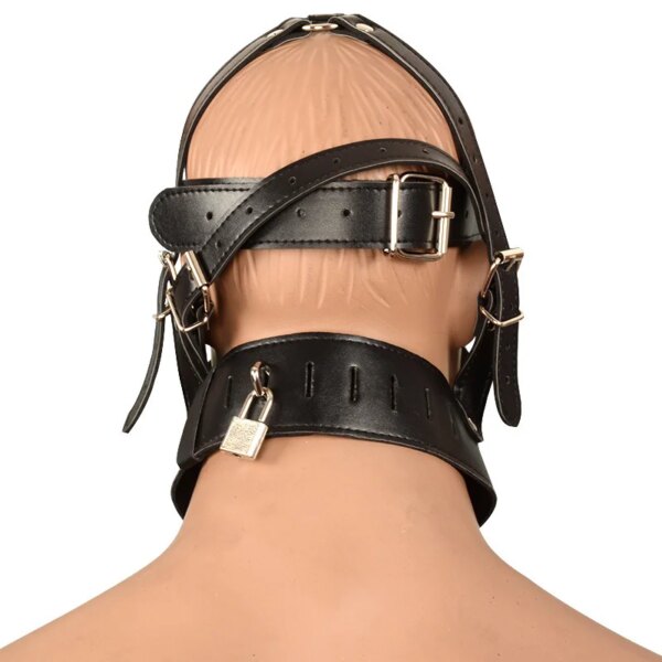 Fetish Cosplay Sexy Mask PU Leather Bondage Hood Open Mouth With Zip