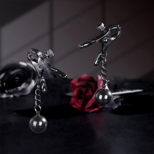 Nipple clamps metal ball with weights adjustable breast clips for women and couples