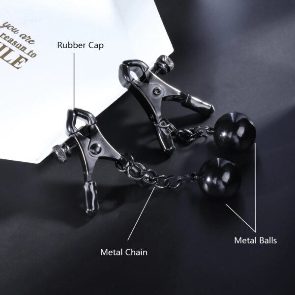 Nipple clamps metal ball with weights adjustable breast clips for women and couples