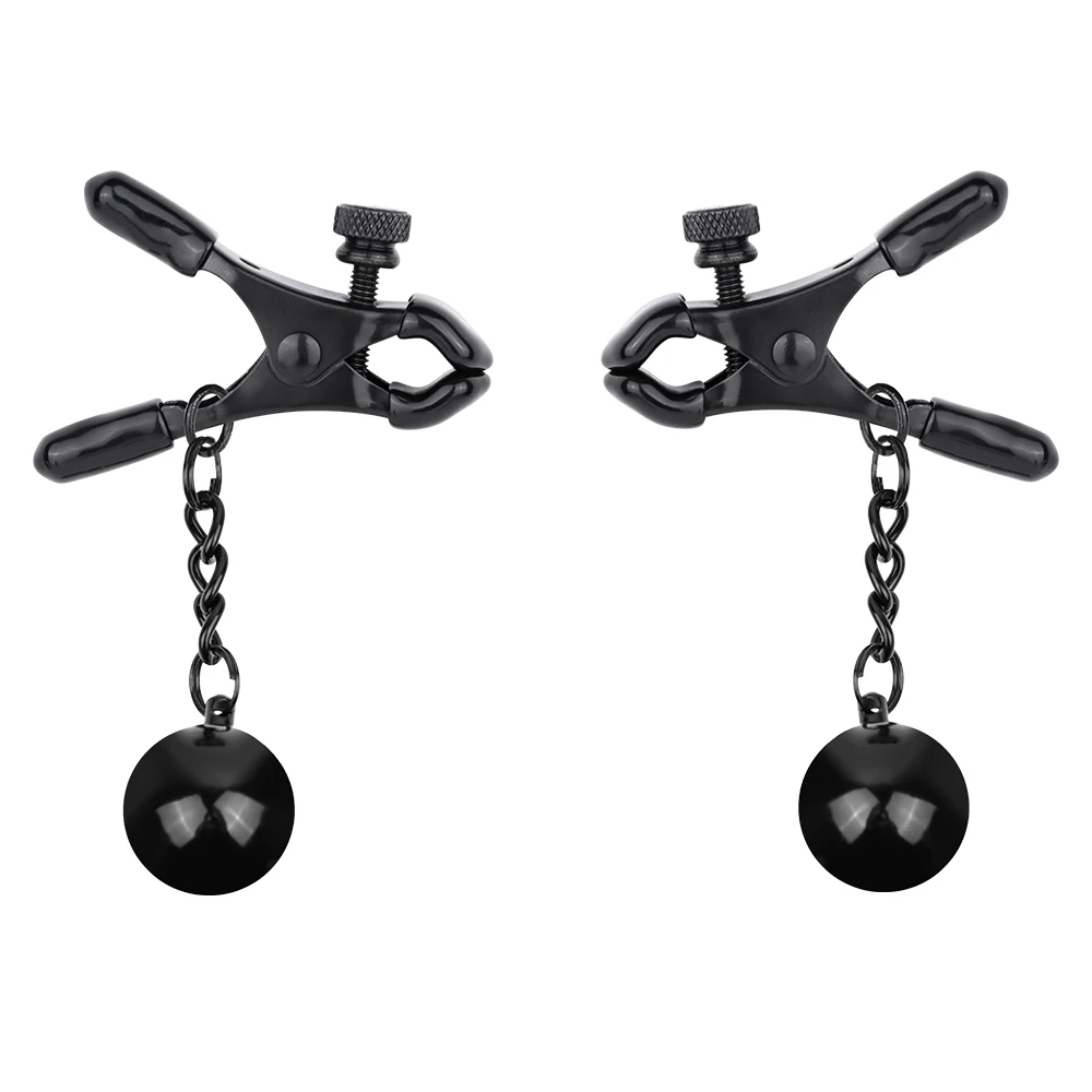 Nipple clamps metal ball with weights adjustable breast clips for women and couples