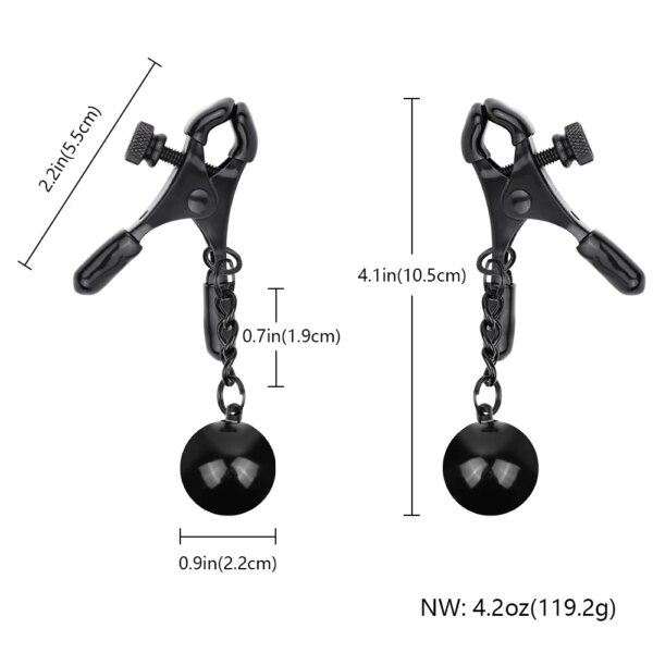 Nipple clamps metal ball with weights adjustable breast clips for women and couples