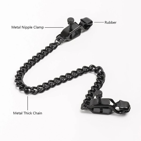 Adjustable Nipple Clamp with Thick Chain – non-piercing breast clip for women and couples