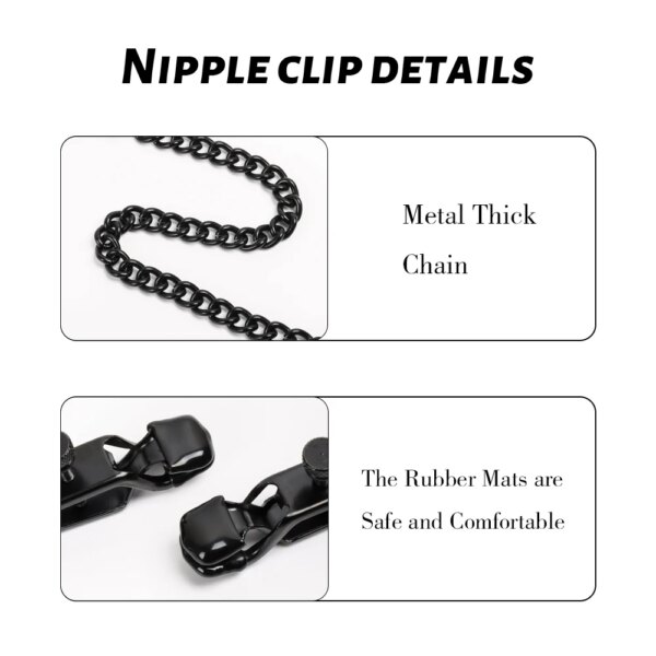 Adjustable Nipple Clamp with Thick Chain – non-piercing breast clip for women and couples