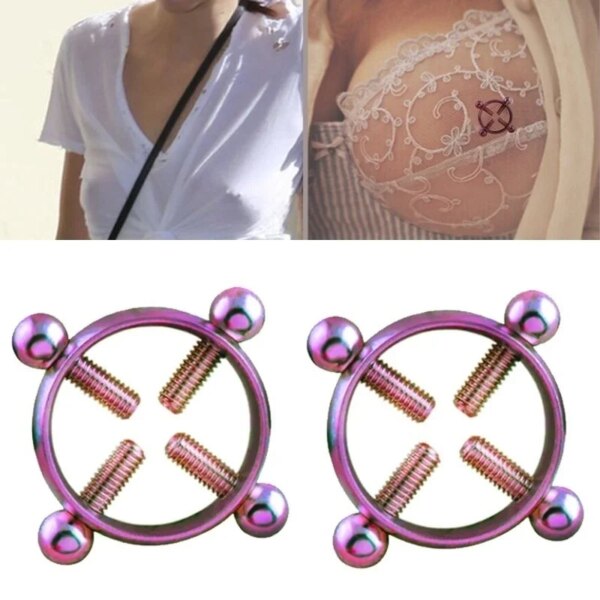Nipple clamp ring stainless steel breast stimulator on velvet cloth