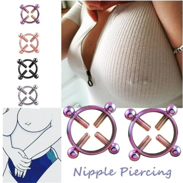 Nipple clamp ring stainless steel breast stimulator on velvet cloth