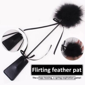 Fetish Frisky Feather Tickler Whip for intimate play with soft feather tips and