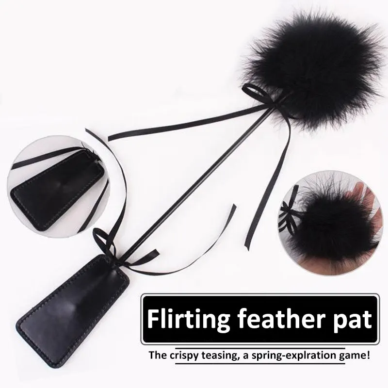 Fetish Frisky Feather Tickler Whip for intimate play with soft feather tips and