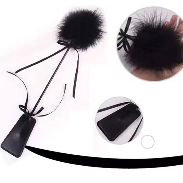 Fetish Frisky Feather Tickler Whip for intimate play with soft feather tips and