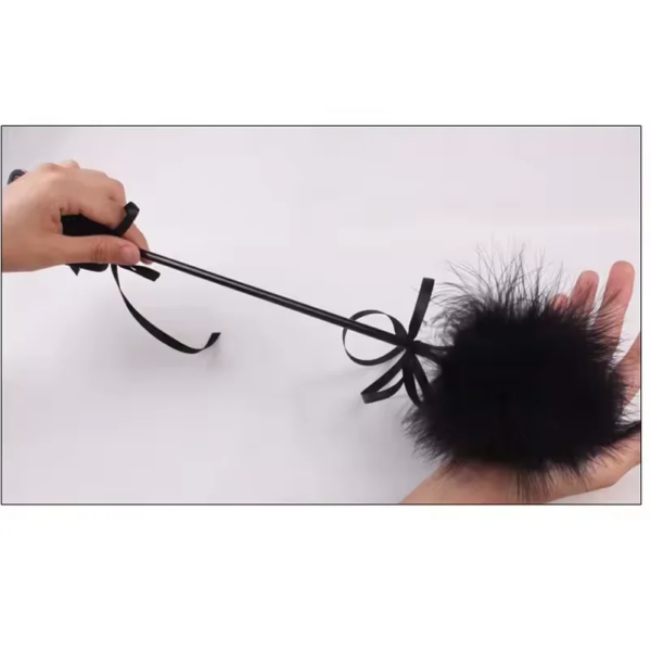 Fetish Frisky Feather Tickler Whip for intimate play with soft feather tips and