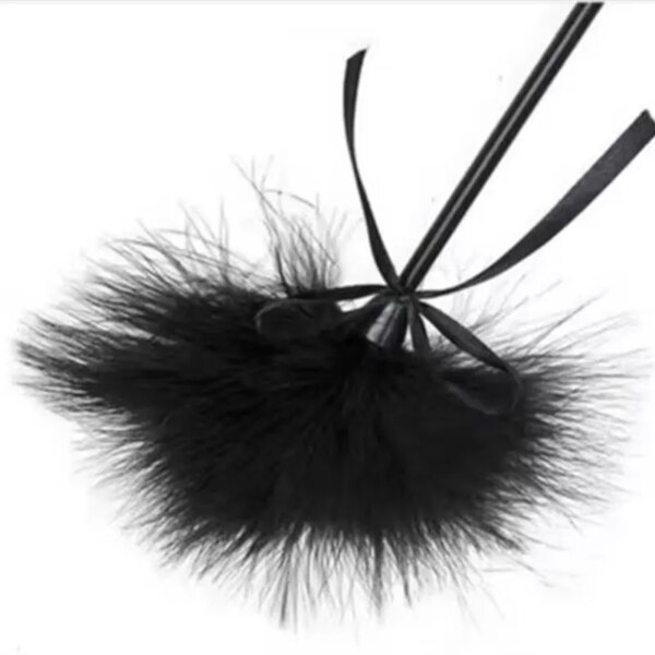 Fetish Frisky Feather Tickler Whip for intimate play with soft feather tips and