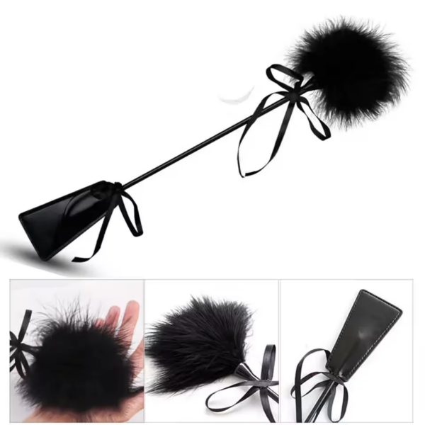 Fetish Frisky Feather Tickler Whip for intimate play with soft feather tips and